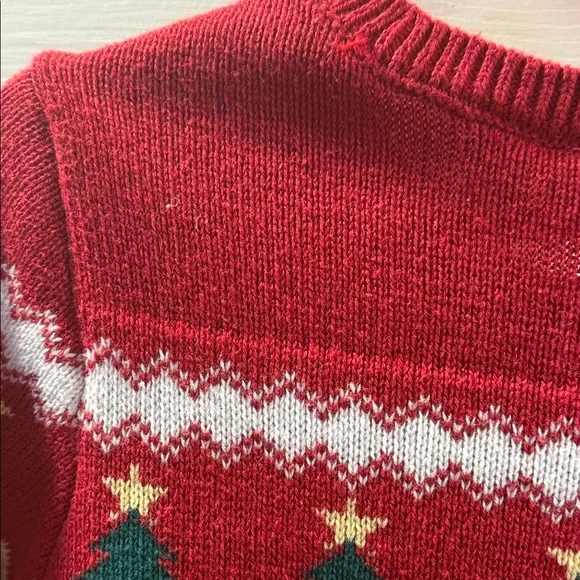 The Children’s Place Festive Red Knit Dress with Snowman and Tree Design - Picture 7 of 8